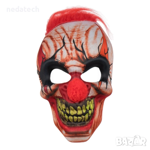 Карнавална Halloween маска Kлоун с червен нос