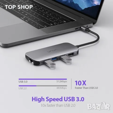 VAVA VA-UC006 8 в 1 USB C хъб адаптер, снимка 5 - Друга електроника - 48737199