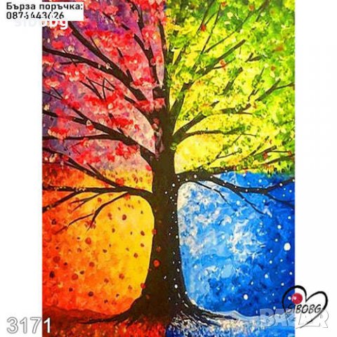 ДИАМАНТЕН ГОБЛЕН Дърво Четири сезона