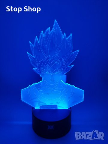 Dragon Ball Super Saiyan God Goku Екшън фигурки 3D настолна лампа 7 променящи цвета нощна лампа , снимка 7 - Настолни лампи - 40412039