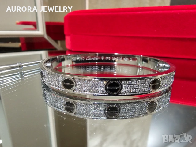 CARTIER Love Ceramic Paved White Gold Classic Diamond Гривна с Отверка