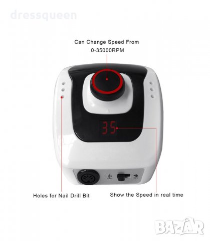 206А Професионална електрическа пила за маникюр и педикюр 35000 оборота, снимка 9 - Педикюр и маникюр - 34268280