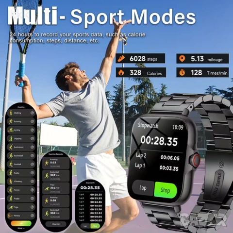 Смарт Часовник ERUN, снимка 4 - Друга електроника - 53822375