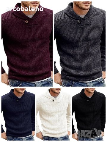 Елегантен мъжки пуловер с дълъг ръкав, 5цвята - 023