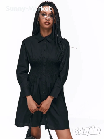 Дамска памучна рокля с ластик на талията, снимка 4 - Рокли - 53506139