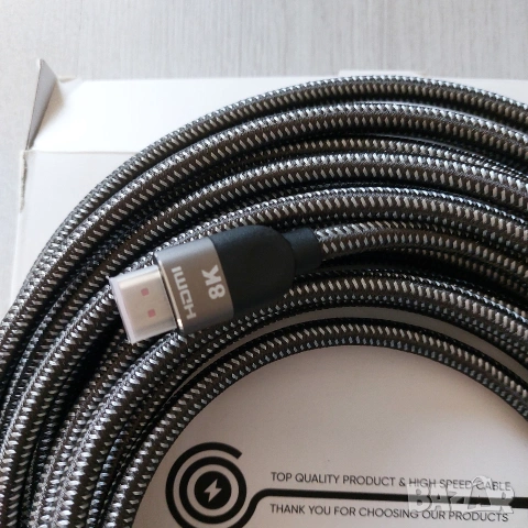 HDMI кабел 8K – 10 метра – Ultra High Speed – плетена оплетка – без загуба на сигнал, снимка 2 - Друга електроника - 53494878