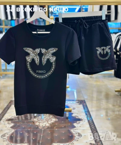 Pinko Дамски Летен Комплект С Лого Със Шити Кристали👚🩳Дамски Къс Екип Пинко - 3 Цвята Код A607, снимка 3 - Спортни екипи - 50465814
