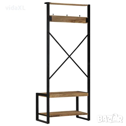 vidaXLS Закачалка за дрехи 80x40x190 cm Масивна груба дървесина Манго, снимка 3 - Закачалки - 56147523