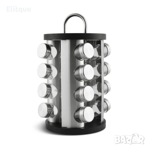 Бурканчета за подправки на стойка Edenberg EB-4027, 16 бр, Въртене на 360 гр, Черен/инокс, снимка 3 - Други стоки за дома - 53389312