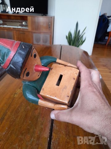 Стара дървена касичка Буратино, снимка 5 - Други ценни предмети - 41415316