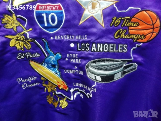 Los Angeles Lakers Starter Black Label Bomber Urban Outfitters оригинално яке Лейкърс LA , снимка 7 - Якета - 53154956