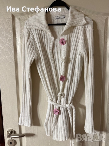 Бяла елегантна жилетка zara Zara Зара 100 % памук памучна , снимка 3 - Жилетки - 46576817