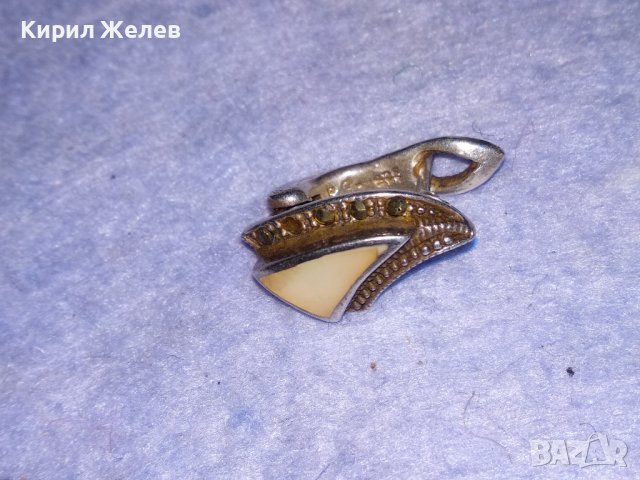 ПРЕКРАСНА СРЕБЪРНА СКЪПОЦЕННА ВИНТИДЖ АРТ ОБЕЦА СРЕБРО 925 АНГЛИЯ с ШЛИФОВАН ЛУНЕН КАМЪК 27048, снимка 11 - Обеци - 40757773