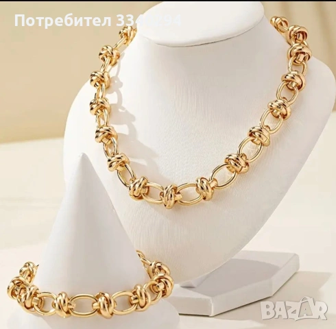 Дамски комплект ланец и гривна от медицинска стомана, снимка 2 - Бижутерийни комплекти - 53669070