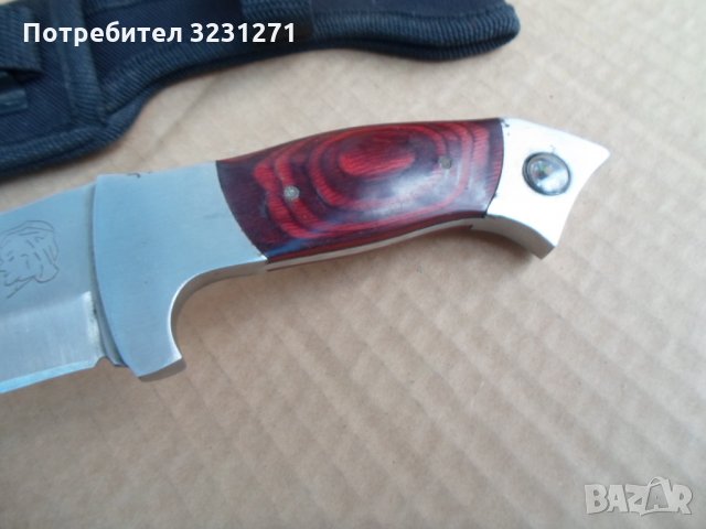 Голям ловджииски нож с калъф-красавец, снимка 3 - Ножове - 34836412