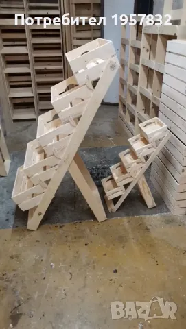 Стъпаловидни дървени стелажи за плод и зеленчук, снимка 4 - Стелажи и щандове - 48840955