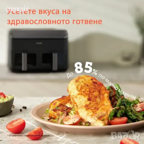 Фритюрник с горещ въздух Cosori Dual Basket CAF-R901, 8.5L, Черен*Безплатна доставка*Гаранция 2 год., снимка 9 - Фритюрници - 48457094