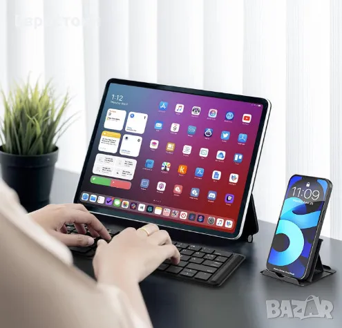 Сгъваема клавиатура OMOTON KB567, акумулаторна безжична Bluetooth клавиатура, преносима сгъваема , снимка 6 - Клавиатури и мишки - 50042325