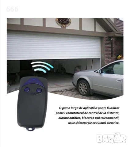 Дистанционно за гаражна врата Nice Flor-s, гараж за автоматизация на врати, 2 бутона,, снимка 3 - Дистанционни - 51360225