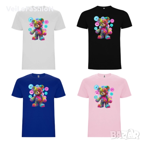 Нова детска тениска с Цветно Мече, четири цвята