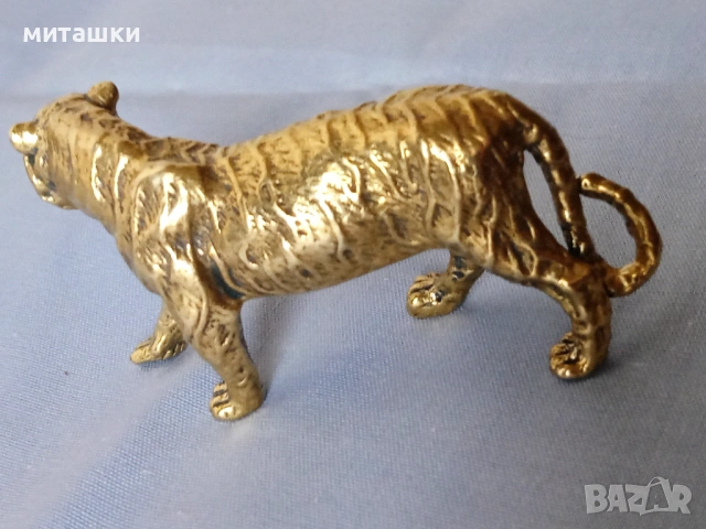малка метална пластика тигър бронз, снимка 4 - Статуетки - 53753970