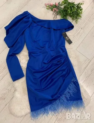 коктейлна рокля по тялото с нежни пера , снимка 2 - Рокли - 50345342