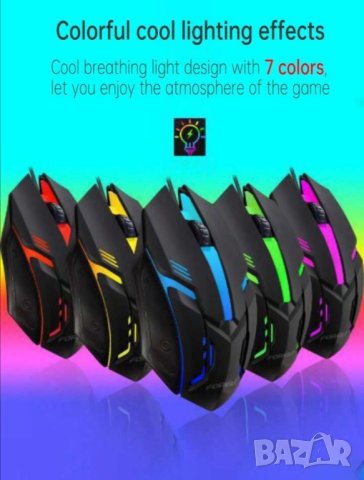 Светеща гейминг оптична мишка, снимка 5 - Геймърски - 41755747