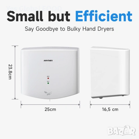 anydry 2630S Автоматичен сешоар за ръце 1650W, снимка 3 - Друга електроника - 53644259