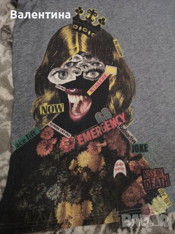 Bench дамска тениска, сива със щампа, S