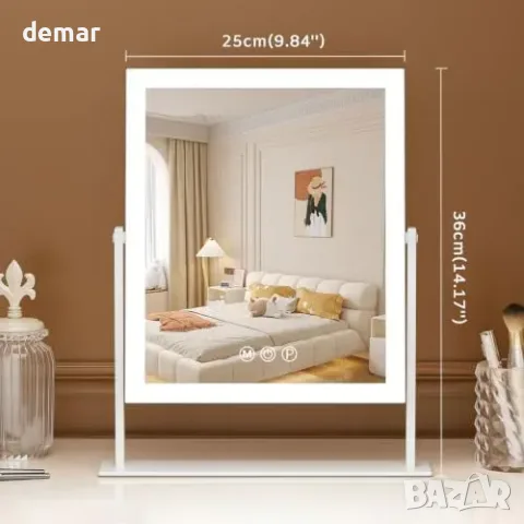 FENCHILIN LED козметично огледало Vanity Mirror с осветление, димер и 10x увеличение 25x30, снимка 6 - Огледала - 55827440
