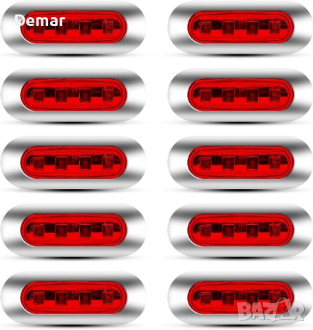 10 броя LED странични габаритни светлини, универсални с хром, идеални за 12V/24