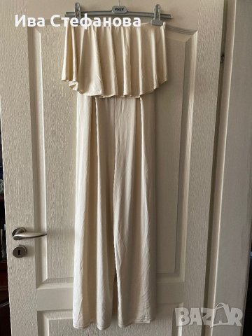Елегантен нов  бял еластичен парти официален гащеризон ASOS Asos волани къдри , снимка 2 - Гащеризони - 40671699