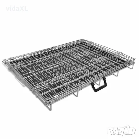 vidaXL Сгъваема метална кучешка клетка, размер L, снимка 4 - За кучета - 56146250