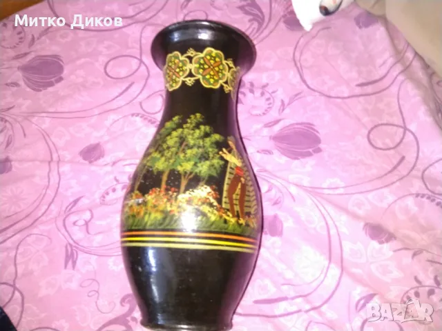 Ваза рисувана от соца за украса на ДПУ Асеновград Н-375мм фи горе 155мм и фи долу -110мм, снимка 5 - Декорация за дома - 47308062