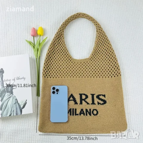 Дамска плажна чанта плетиво, снимка 3 - Чанти - 51132807