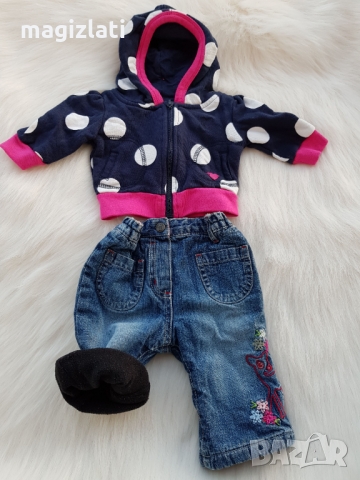 Бебешки дънки 0-3 месеца , снимка 3 - Панталони и долнища за бебе - 36097291