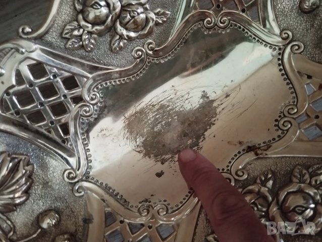посребрена метална купа в стил арт деко, снимка 2 - Други ценни предмети - 41066418