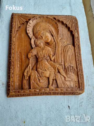 Стара восъчна икона за стена религия богородица, снимка 1 - Антикварни и старинни предмети - 36129184