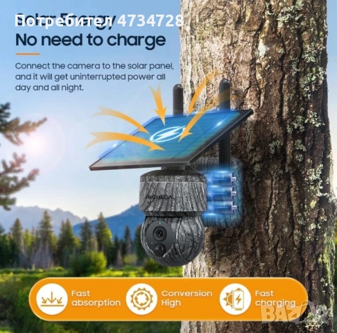 Камера/ловна камера 4G 5mp 355 градуса**соларен панел, снимка 4 - Камери - 53438517