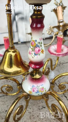 винтидж полилеи месинг порцелан, снимка 2 - Антикварни и старинни предмети - 50236186