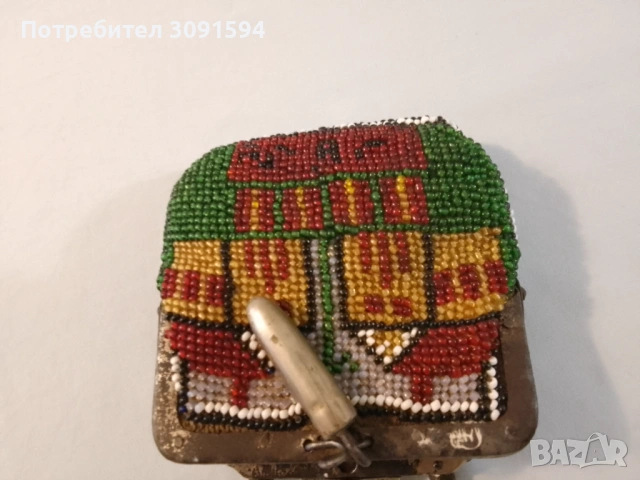  Много рядко Антично османско портмоне ,със куршум -  затворнически мъниста Стъклени пясъчни мъниста, снимка 6 - Други ценни предмети - 53018963