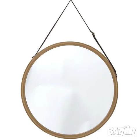 ✨ Кръгло декоративно огледало с кожена дръжка – Стил и елегантност в едно ✨, снимка 1