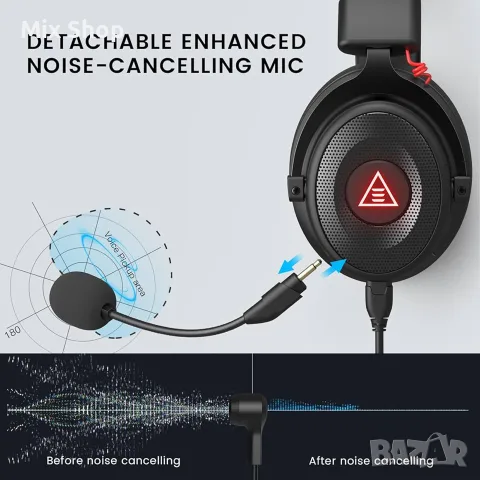Нови USB геймърски слушалки за компютър - компютърни слушалки с подвижен микрофон за шумопотискане, снимка 3 - Друга електроника - 55889858