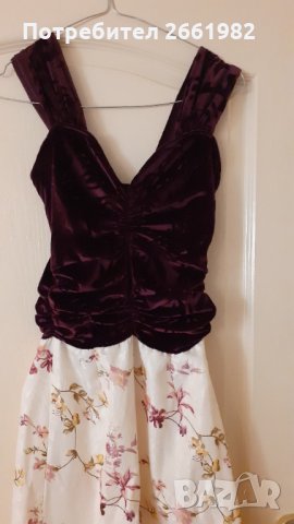 Разкошна рокля на цветя с кадифе, снимка 2 - Рокли - 33864187