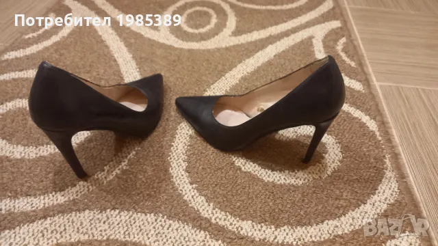Черни обувки от естествена кожа на ток 5th Аvenue, снимка 2 - Дамски обувки на ток - 47395578