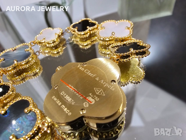 Van Cleef & Arpels VCA Mother of Pearl Onyx Alhambra Дамски Часовник, снимка 9 - Дамски - 53058299