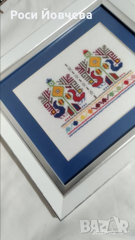 ръчно бродирана шевица "Богинята майка с две птици", за годеж, сватба, годишнина, за нов дом, повод, снимка 5 - Декорация за дома - 38743424