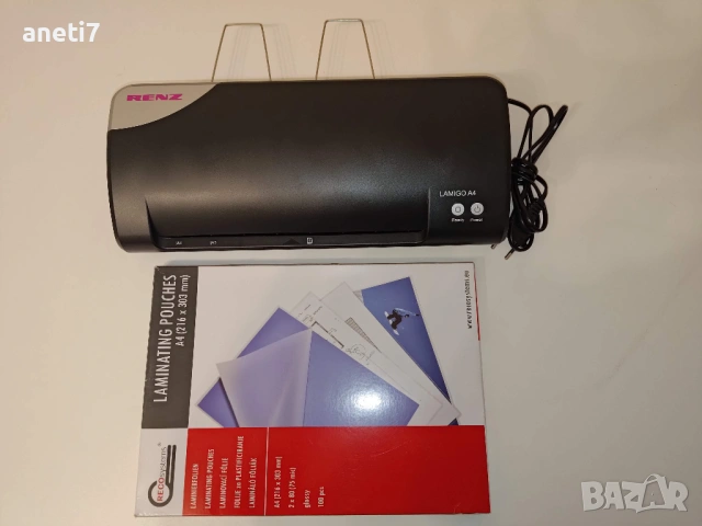 Двустранен ламинатор RENZ LAMIGO А4 неизползван, в отлично състояние + фолио 100бр, снимка 2 - Ученически пособия, канцеларски материали - 53251112