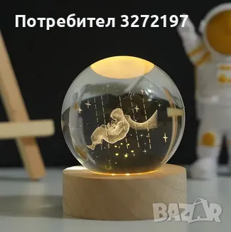 LED Светеща кристална топка/лампа, 3D сензорна-Принц, снимка 4 - Настолни лампи - 49411162