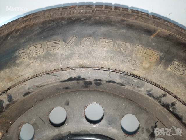 Желязна джанта с гума 15 ка за Тойота Ярис или Корола с 4 дупки, снимка 5 - Гуми и джанти - 53738925